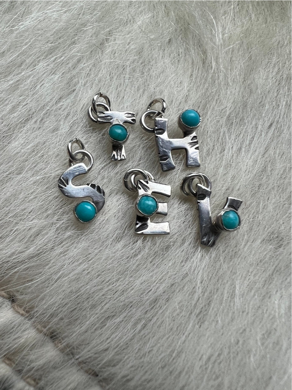 Alphabet Charm w/ 3mm Kingman Turquoise