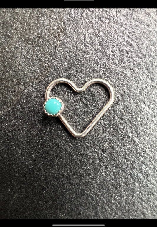 Heart Sterling Silver Connector Style 1 w/4mm Kingman Turquoise