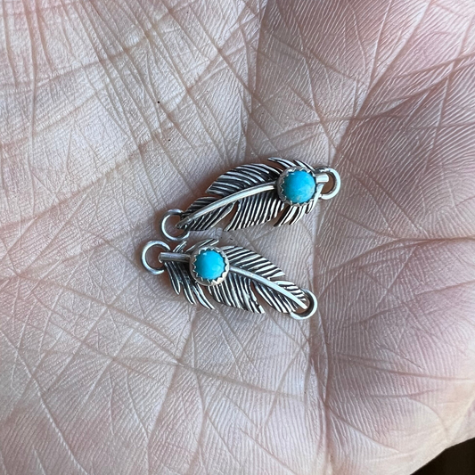 Feather Connector w/4mm Kingman Turquoise