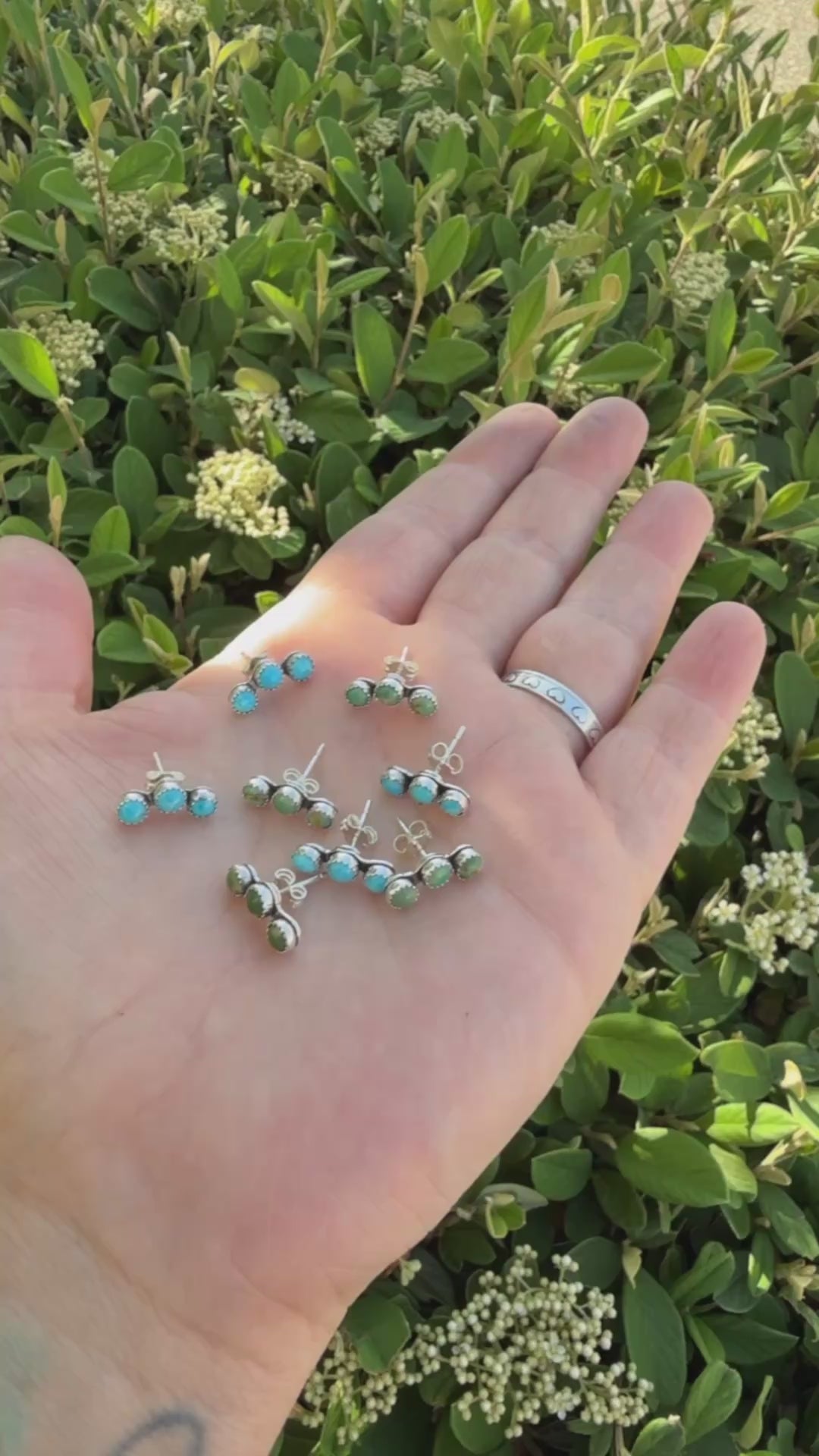 Sterling Silver Kingman Turquoise Mini Ear Crawlers – Desert